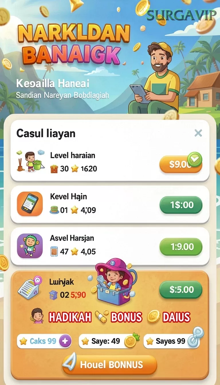 Cuplikan layar DAY777 — menu navigasi