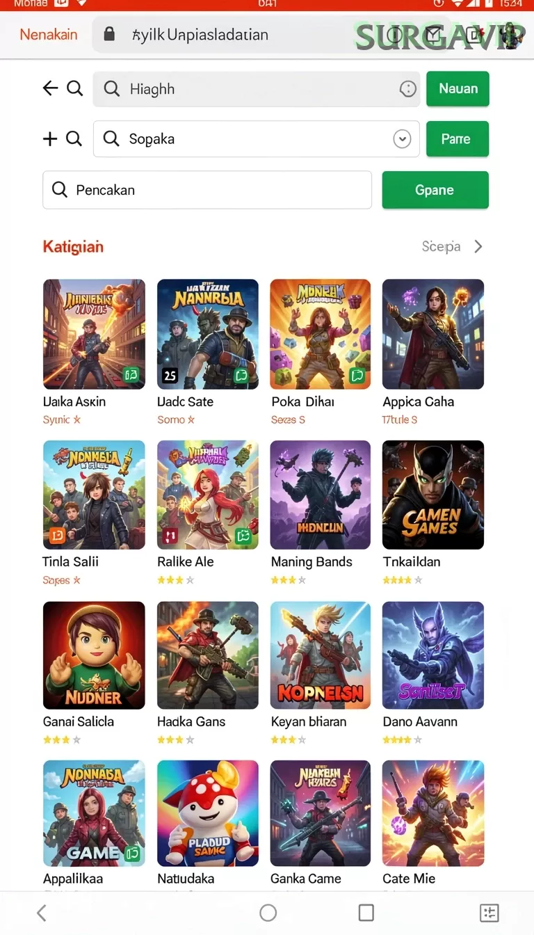 Cuplikan layar HW777 — menu navigasi